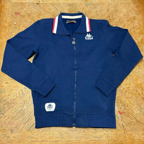 Kappa Windbreaker Track Jacket Men's Medium Blue Red White Embroidered Zip Up - Picture 1 of 6